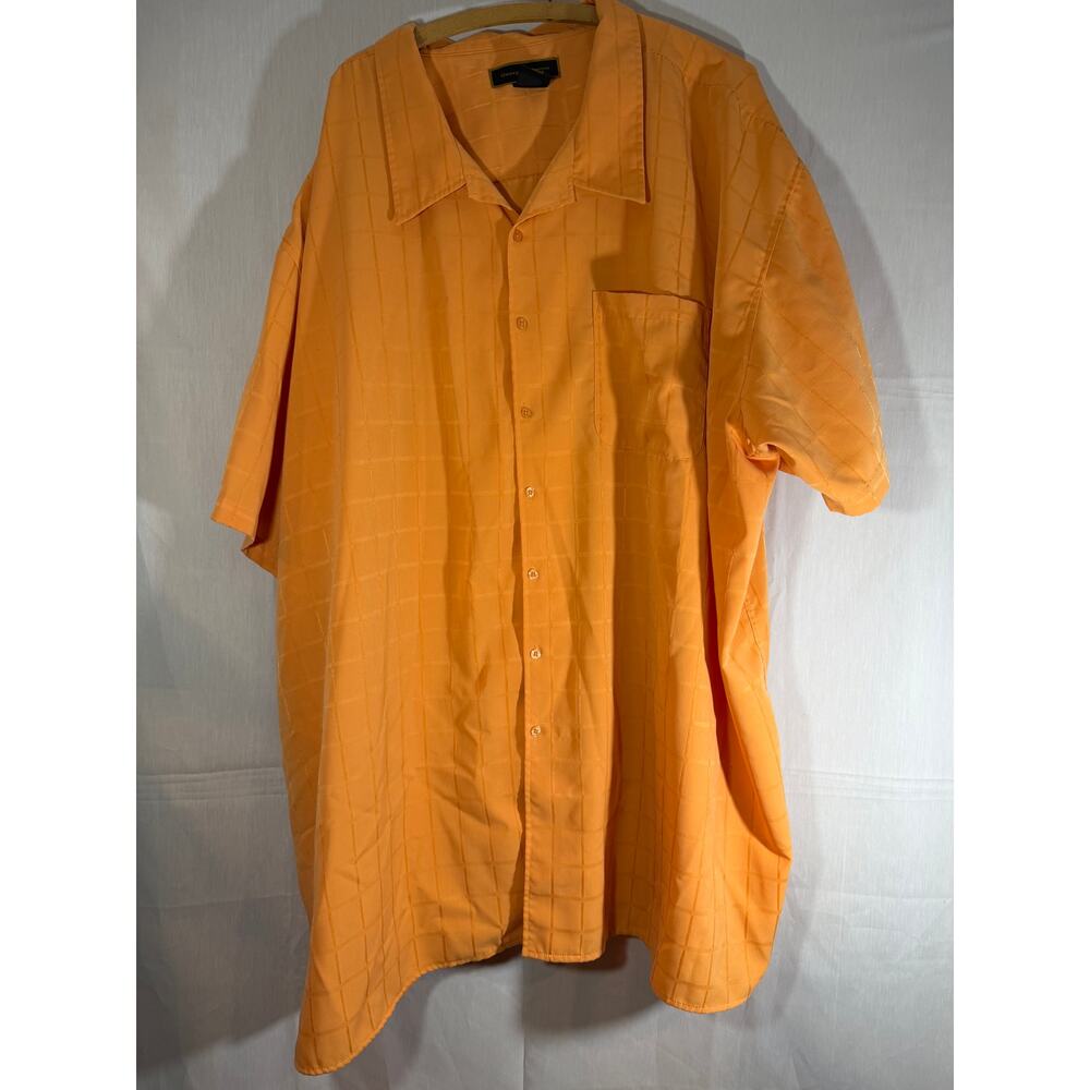 George Foreman Men's 6X BIG Orange Textured Short Sleeve Button Down Shirt